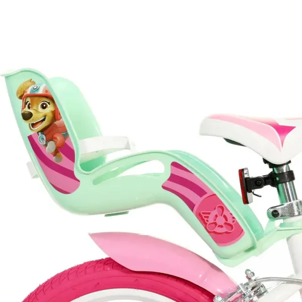 Paw Patrol Skye dječji bicikl 14” s košarom i sjedalicom za lutku u ružičasto-menta zelenoj boji – Dino Bikes bicikl slika 2