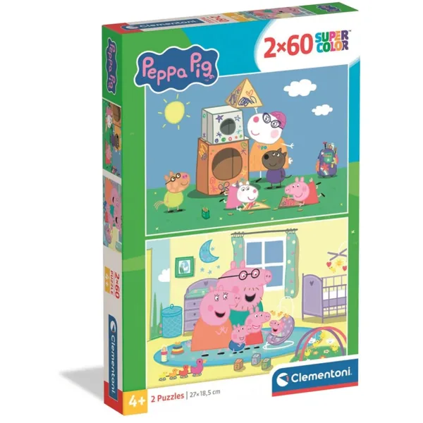 Peppa Pig 2 x 60-dijelne Supercolor slagalice - Clementoni slika 1