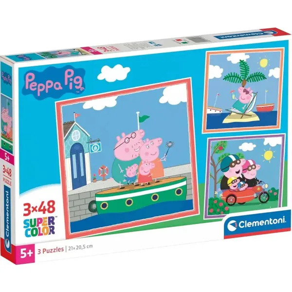 Peppa Pig 3x48 komada Supercolor puzzle - Clementoni slika 1