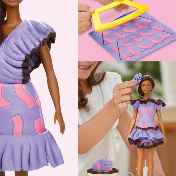 Play-Doh: Barbie Fashionista komplet s glinom za izradu haljina s volanima i lutkom - Hasbro slika 2