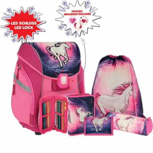 Spirit: Čarobni jednorog 3D uzorak ergonomska 5-dijelna školska torba set s LED osvjetljenjem 34x22x41cm