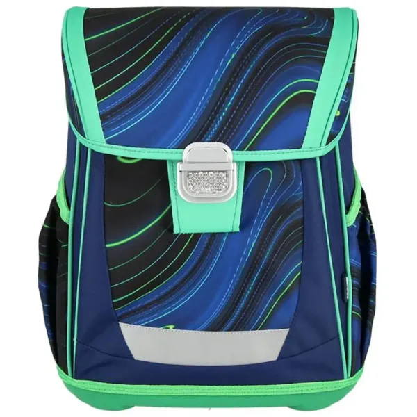 Spirit: Blue Stripes plavo-zelene pruge na crnoj podlozi školska torba, ruksak set od 4 komada 41x20x32cm slika 2