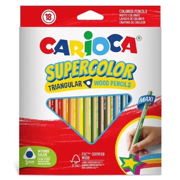 Supercolor trokutasti set od 18 maxi bojica - Carioca slika 1