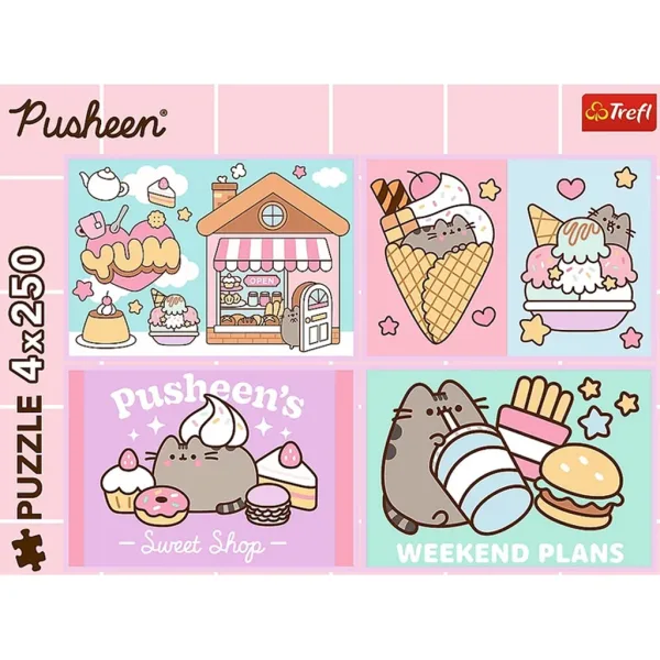 Upoznajte mačku Pusheen — puzzle 4 x 250 kom. - Trefl slika 2