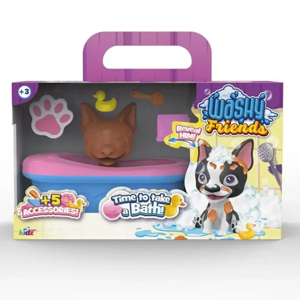Washy Friends: Color Reveal kupajući se Boston Terrier pas s kadom i dodacima slika 1