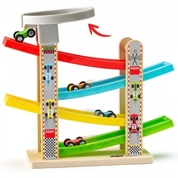 Autocesta sa četiri mala automobila set za igranje - Woodyland slika 2