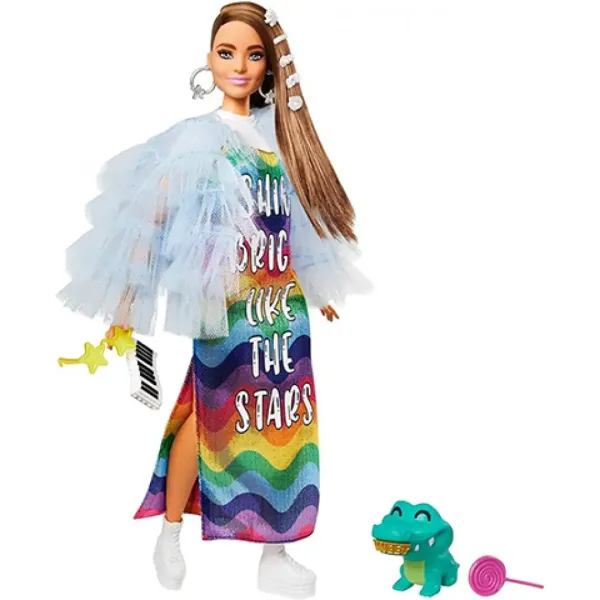 Barbie: Ekstravagantna lutka u duginastoj haljini - Mattel slika 2