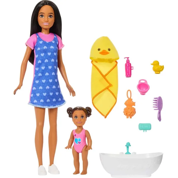 Barbie lutka u haljini sa srcima, set za igru dadilje - Mattel slika 2