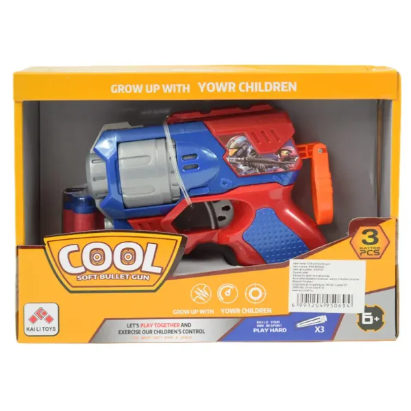 Cool Soft Bullet Gun: Mala spužvasta puška sa patronama plavo-crvene boje 14cm slika 6