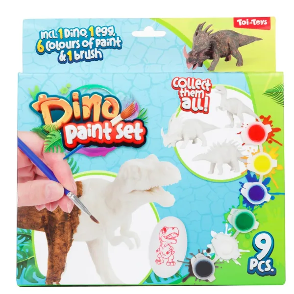 Dino Paint Set: Bojiva figura dinosaura s bojama i kistom 9-dijelni set slika 2