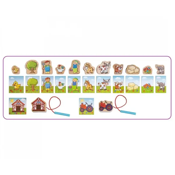 Eichhorn: Drvena igračka s vezicama na farmi 13 kom - Simba Toys slika 2