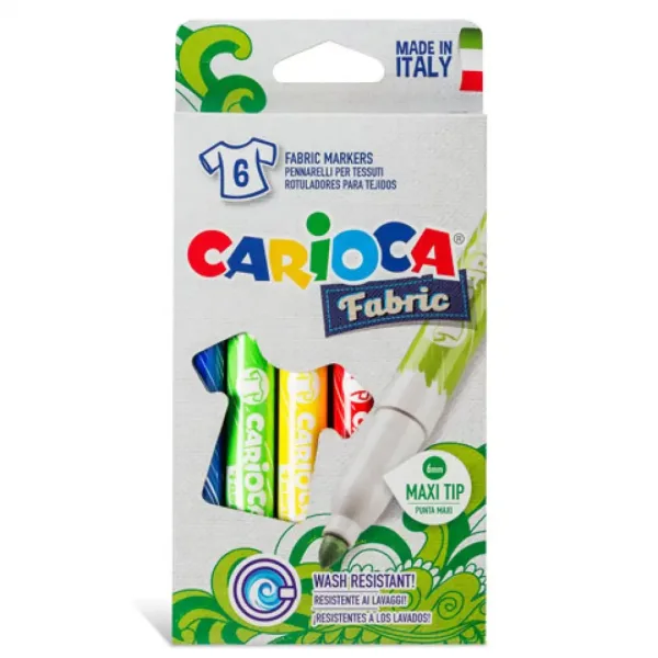 Flomasteri za tekstil u setu 6 kom - Carioca slika 2