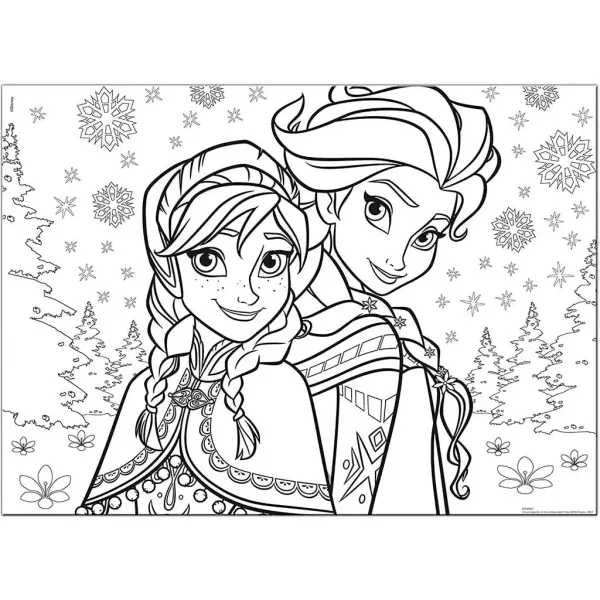 Frozen Sestre 2 u 1, maxi slagalica od 60 dijelova i bojanka 70x50 cm – Lisciani slika 2