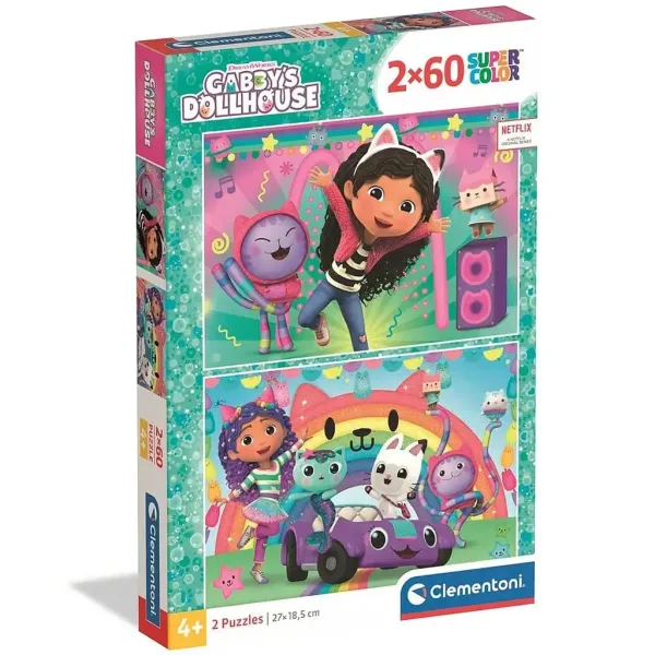 Gabi kućica za lutke: Super Color Puzzle 2x60 komada - Clementoni slika 1
