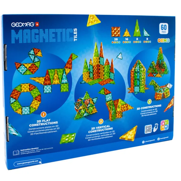 Geomag Magnetic Tiles Gems 60 komada magnetska građevinska igračka slika 2