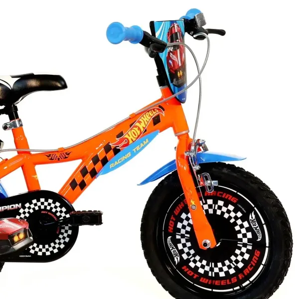 Hot Wheels 16” dječji bicikl s držačem za boce i bočnim kotačima u narančasto-crnoj boji – Dino Bikes bicikl slika 3
