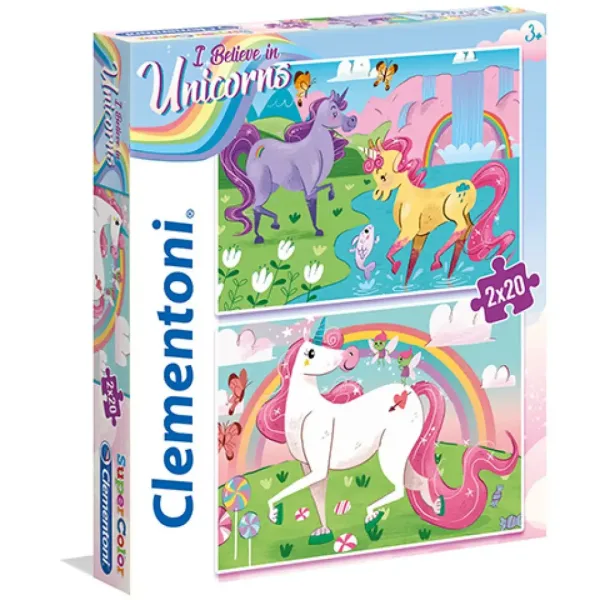 Vjerujem u jednoroge Supercolor 2 u 1 puzzle 2x20 kom - Clementoni slika 1