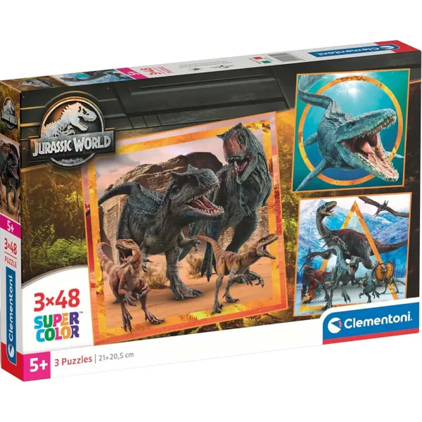 Jurassic World 3x48kom Supercolor puzzle - Clementoni slika 1