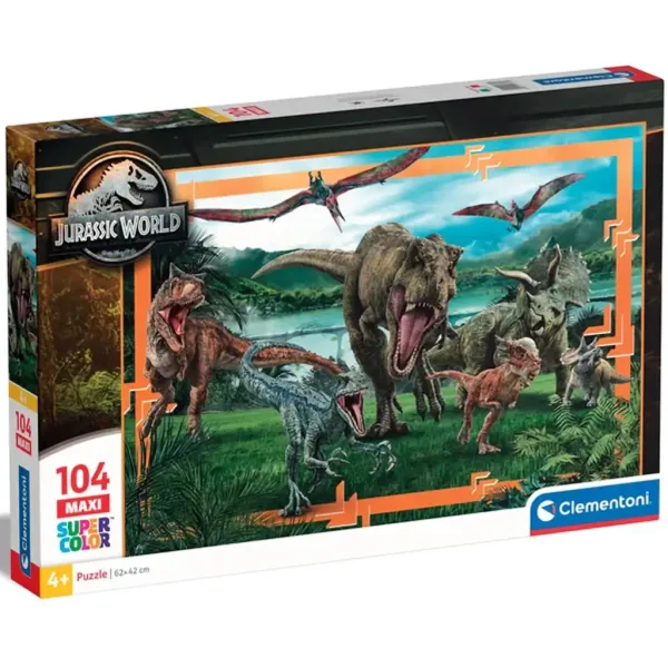 Jurassic World kraljevstvo dinosaura 104 dijela maxi supercolor puzzle - Clementoni slika 1