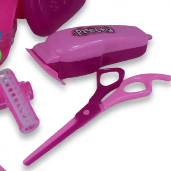 Kozmetički set sa frizerskim priborom, cipelama i naušnicama u torbi slika 4