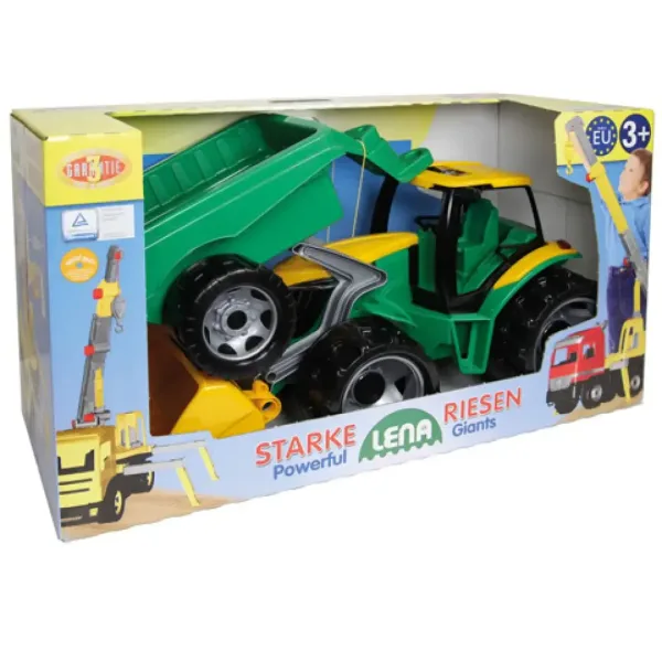 LENA: Veliki traktor s prednjim utovarivačem i prikolicom, zeleno-žuti, 108 cm slika 2