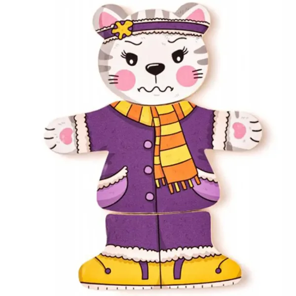 Mačka koja se odijeva drvene puzzle 18kom - Woodyland slika 2