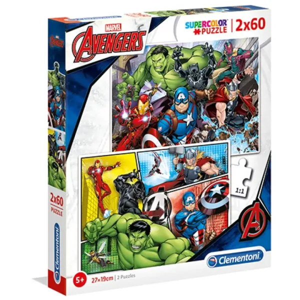 Marvel Osvetnici Supercolor 2u1 puzzle 2x60kom - Clementoni slika 1