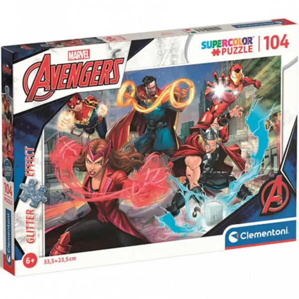 Marvel: Osvetnici Supercolor Glitter puzzle 104kom - Clementoni slika 1