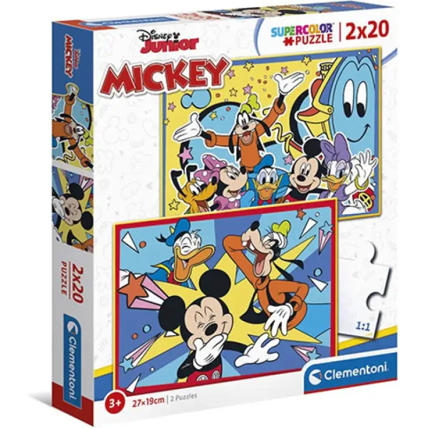 Mickey Mouse i prijatelji Supercolor puzzle 2 u 1 2x20 kom - Clementoni slika 1