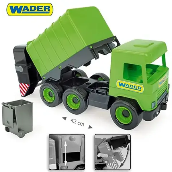 Middle Truck: Zeleni kamion za odvoz smeća - 43cm - Wader slika 3
