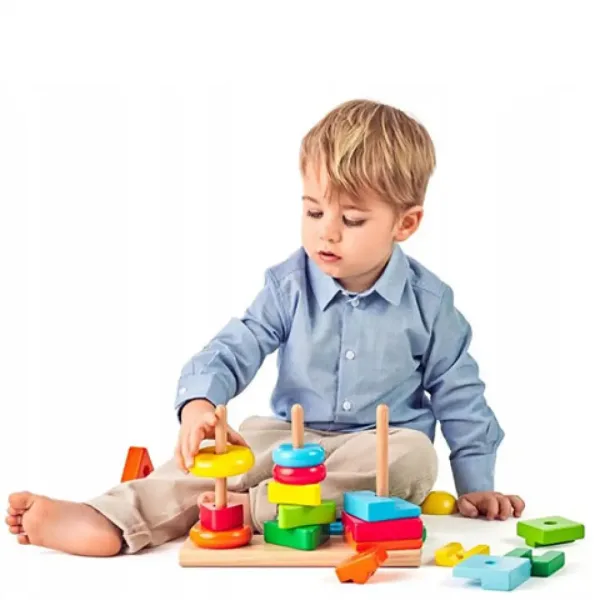 Montessori set igračaka za izgradnju drvenog tornja - Woodyland slika 2
