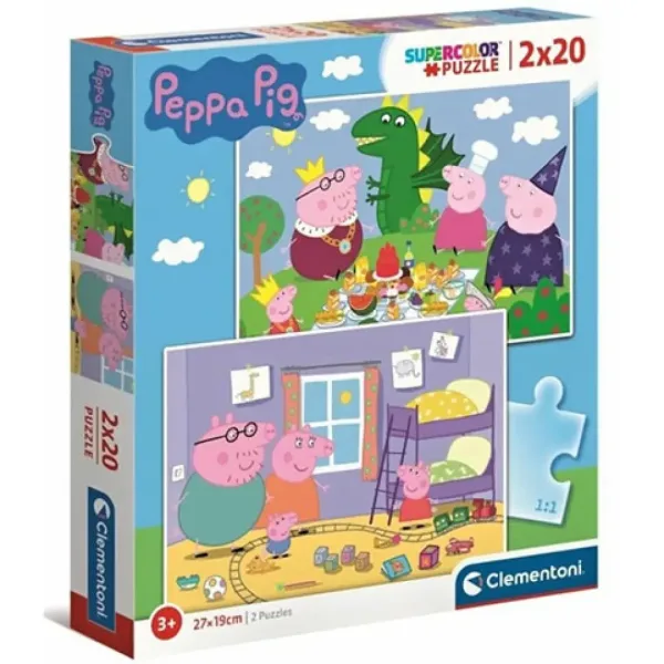 Peppa Pig Supercolor 2 u 1 puzzle 2x20kom - Clementoni slika 1