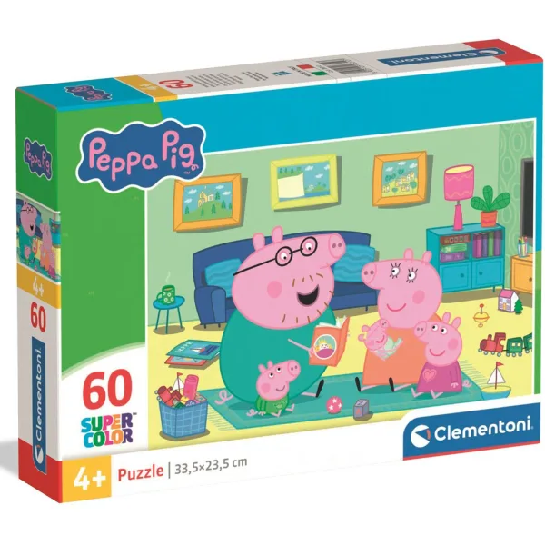 Peppa Prase obiteljska zabava 60-dijelni Supercolor puzzle - Clementoni slika 1