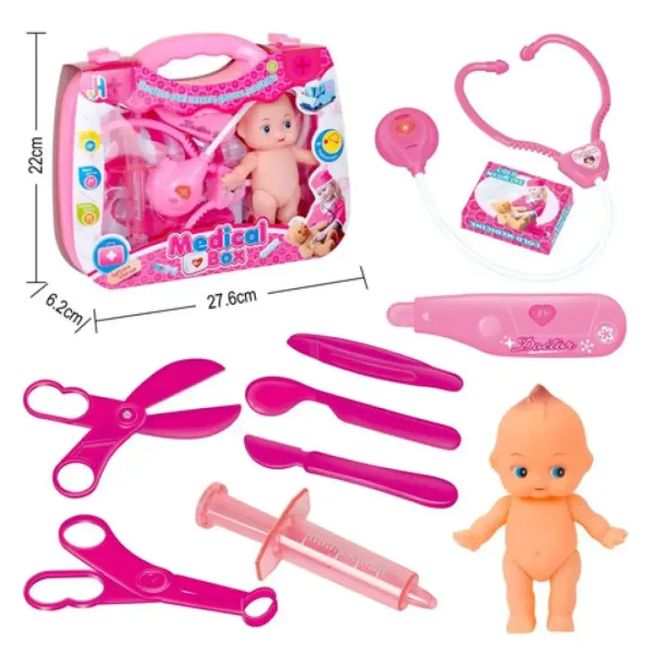 Pink lječnički set sa bebom i dodacima slika 2