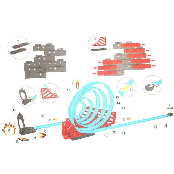 Racing Track Set trkaćih staza od 32 dijela sa spiralnom petljom i 2 auta na povlačenje 1/64 slika 3