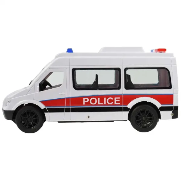 RC daljinski upravljač Bijeli policijski minibus sa svjetlosnim efektima 2,4 GHz 1/12 omjer 30 cm slika 3