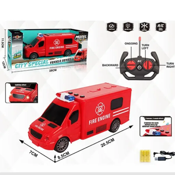 RC Vatrogasni mini bus na daljinsko upravljanje sa svjetlosnim i zvučnim efektima 1:18 omjera, 20cm slika 5