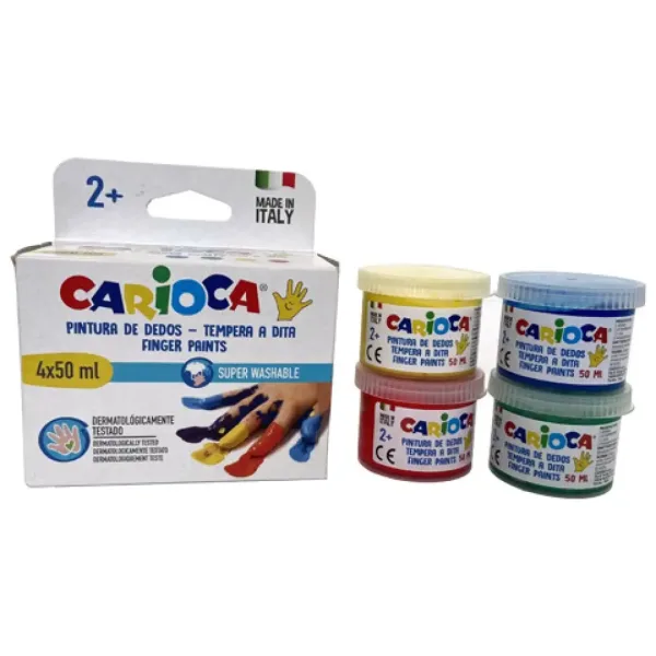 Set za bojanje prsti sa različitim bojama 4x50ml - Carioca slika 2