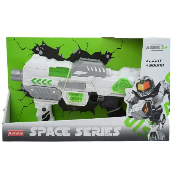 Space Series: Bijelo svemirsko oružje s osloncem, svjetlom i zvukom 40 cm slika 5