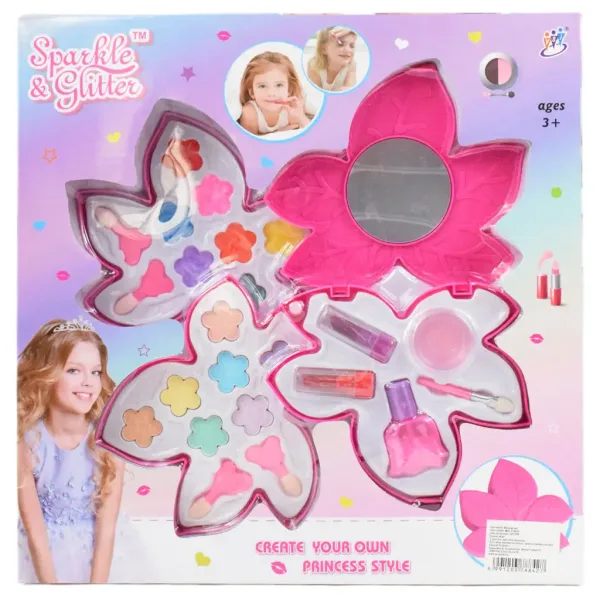 Sparkle & Glitter: Troslojni set šminke u obliku lista s ogledalom slika 7