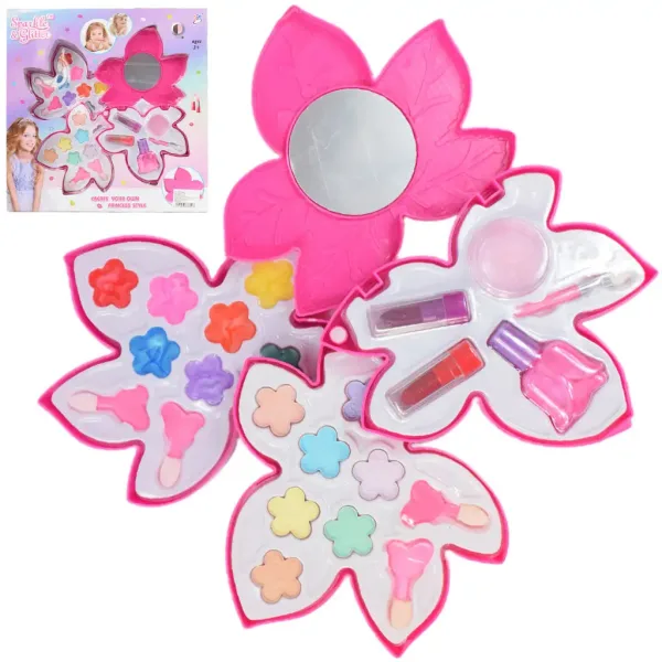 Sparkle & Glitter: Troslojni set šminke u obliku lista s ogledalom slika 1