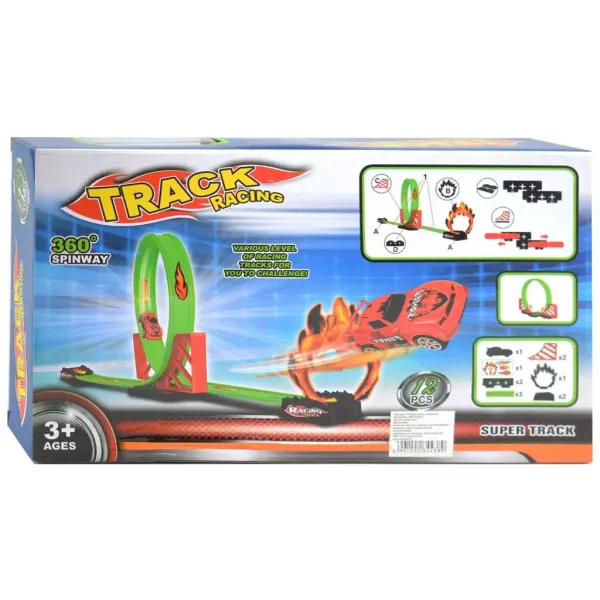 Speed ​​​​Track Trkaća staza od 12 dijelova s ​​petljom od 360° i malim automobilom na povlačenje 1/ slika 2