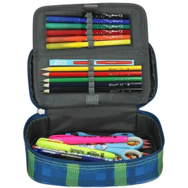 Spirit: My Bag plava karirana ovalna pernica 23x10cm slika 3