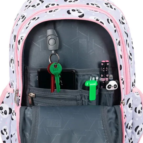 St.Right Grey Panda ružičasto-siva panda print školska torba s tri odjeljka, ruksak 39x27x17cm slika 4