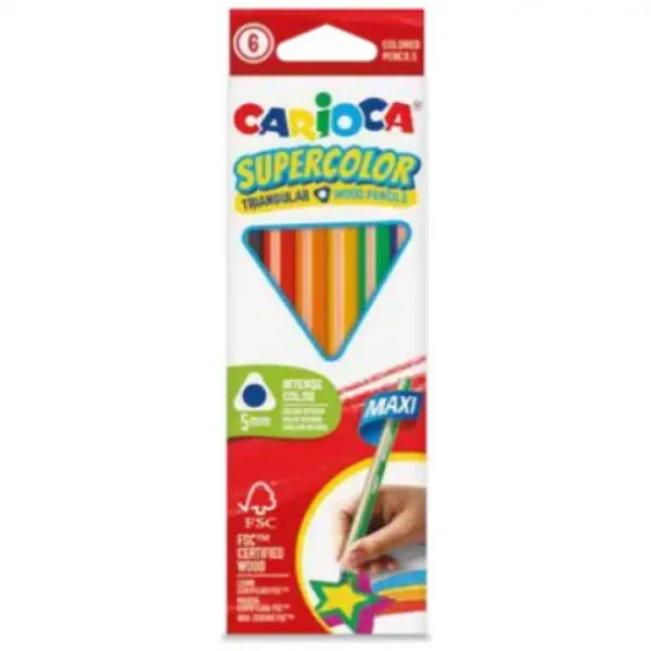 SuperColor set od 6 maxi olovaka u boji u obliku trokuta - Carioca slika 1
