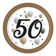 "50" godina papirnati tanjur s natpisom, set od 8 komada, 23 cm