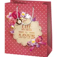 "All I need is Love" poklon vrećica srednje veličine sa uzorkom 18x23x10cm