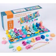 6 u 1 šarena drvena igra vještina sa brojevima i oblicima