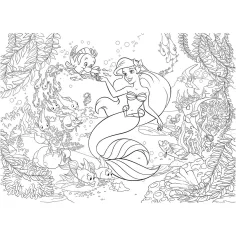 Ariel mala sirena 2 u 1, puzzle od 108 dijelova i bojanka 50x35 cm - Lisciani slika 3