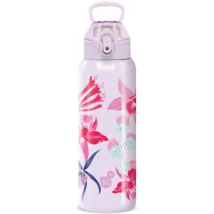 Ars Una: 3D Beach Flowers ljubičasta dvoslojna metalna boca 700 ml slika 1